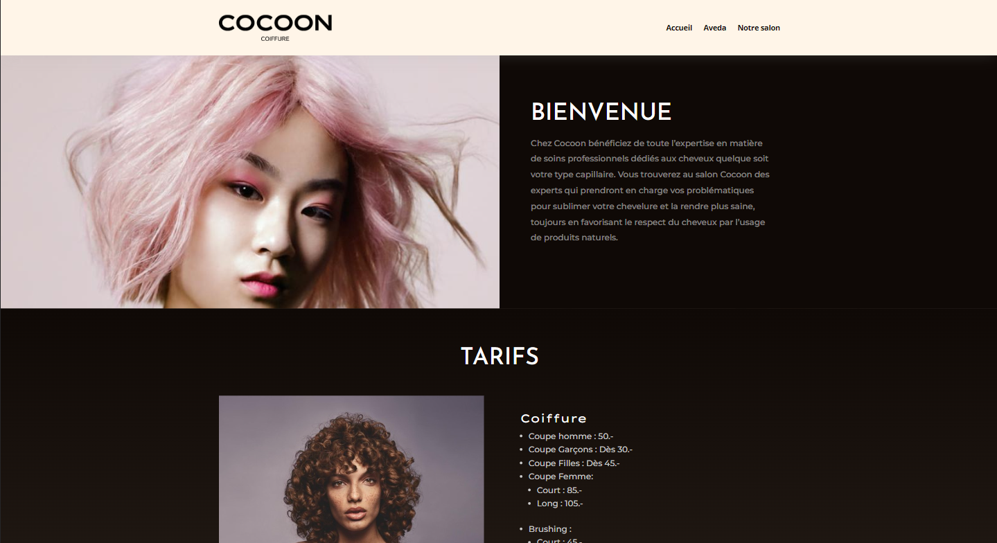 capture d'écran du site cocoon pour pc